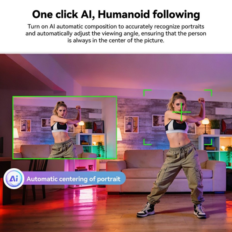 4K Ultra HD AI-webkamera, fjernbetjening, automatisk personsporing