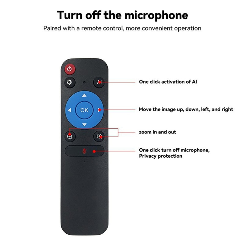 4K Ultra HD AI-webkamera, fjernbetjening, automatisk personsporing