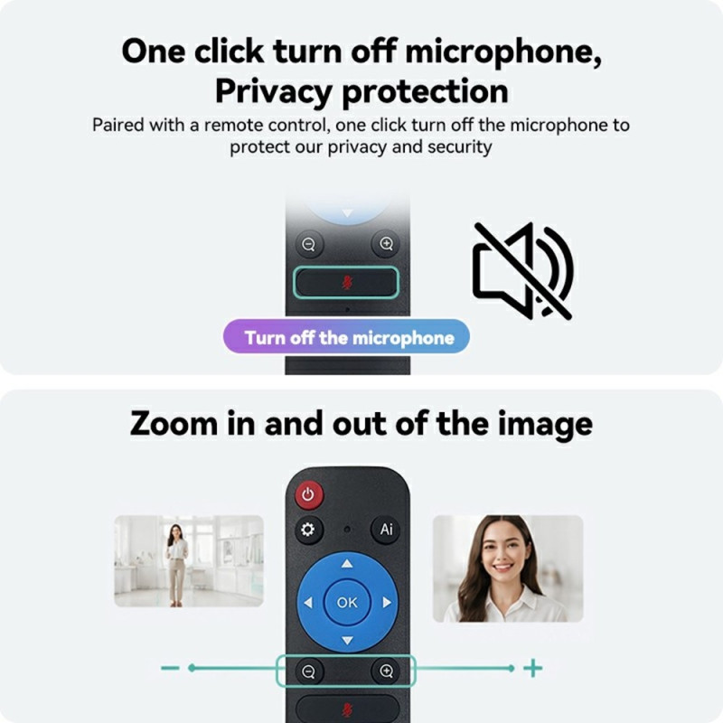 4K Ultra HD AI-webkamera, fjernbetjening, automatisk personsporing
