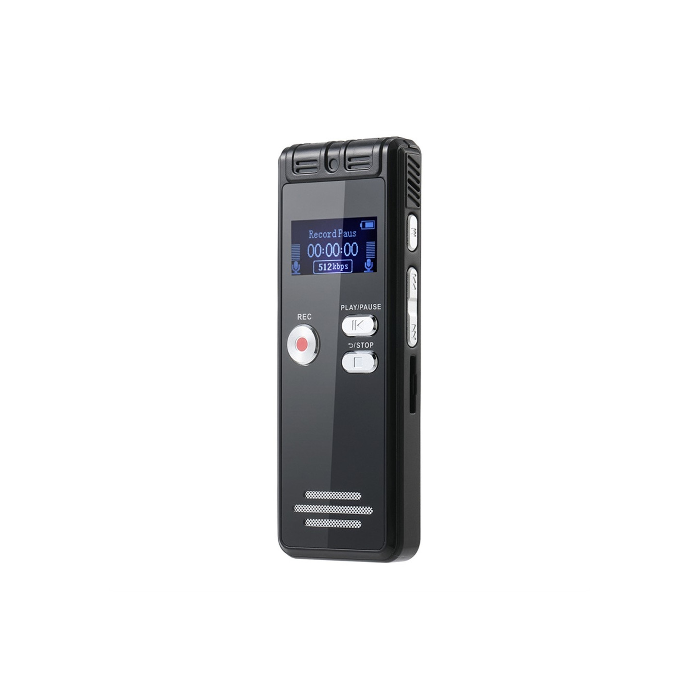 Dictaphone, digital voice recorder, LCD screen, MP3 player, no internal memory