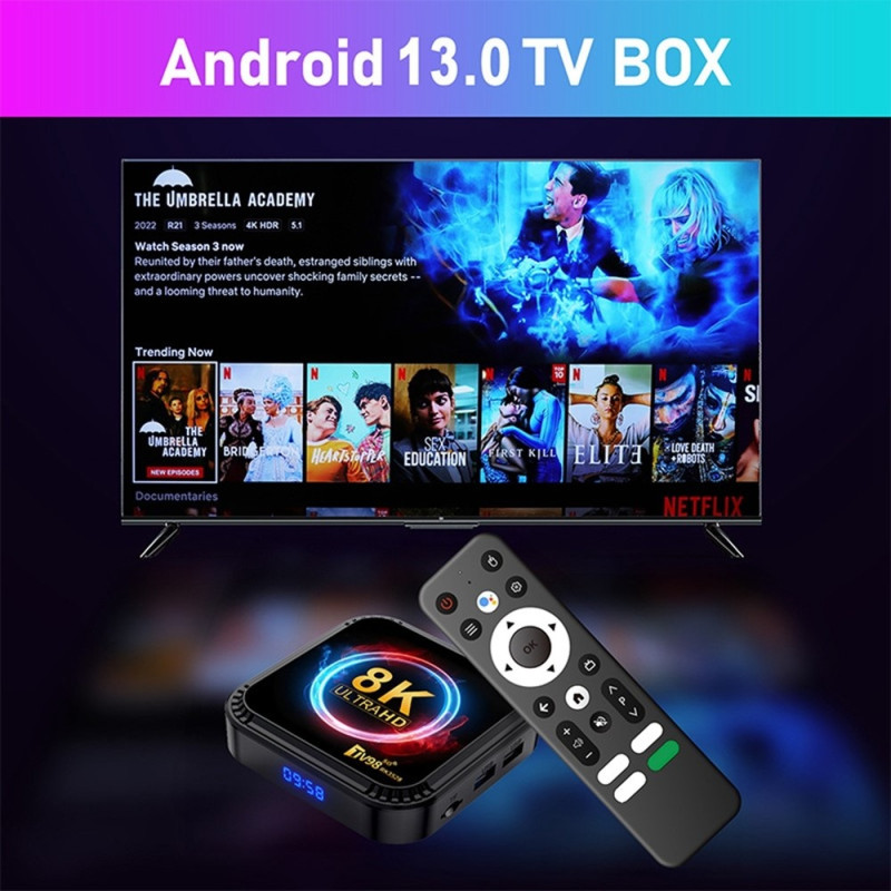 RK3528 TV-boks 4+32 GB Android 8K Ultra HD, 5G Wi-Fi, Bluetooth, mediespiller