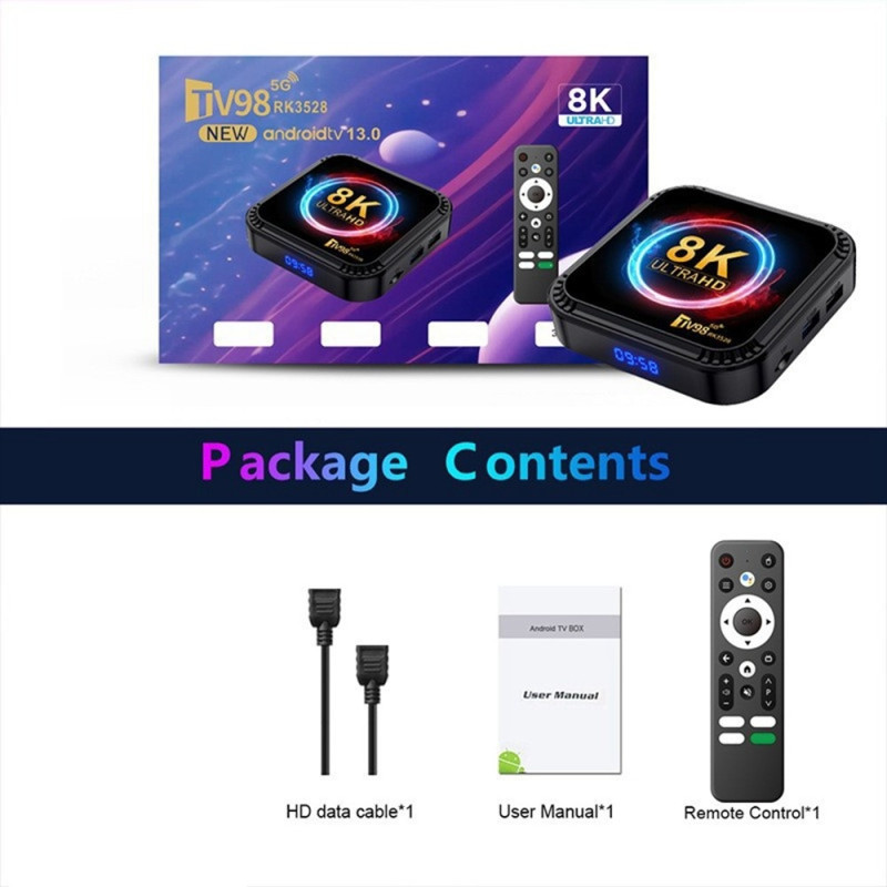 TV-box RK3528 4+32 GB Android 8K Ultra HD, 5G-WiFi, Bluetooth, mediaspelare