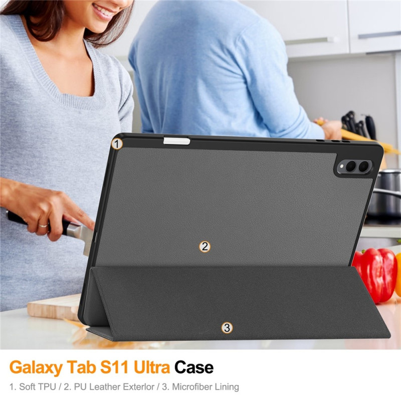 Til Samsung Galaxy Tab S12 Ultra Tri-Fold tabletcover med penholder