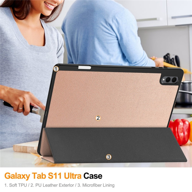Til Samsung Galaxy Tab S12 Ultra Tri-Fold nettbrettdeksel med pennholder