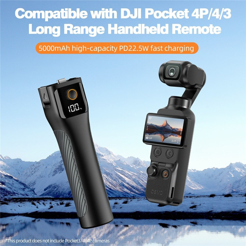 Varavirtalähde ja kamerakahva DJI Osmo Pocket 4P / 4 / 3 -kameroille, 5000 mAh, 22,5 W