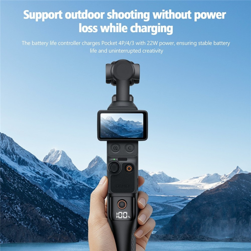 Powerbank og kameragrep for DJI Osmo Pocket 4P / 4 / 3, 5000 mAh, 22,5 W