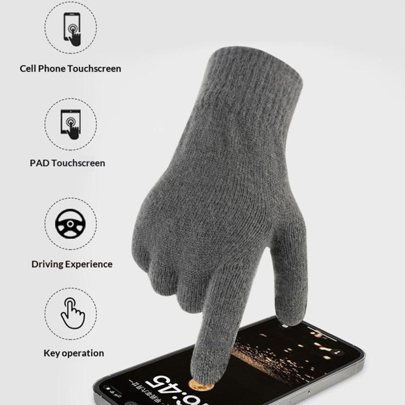 3-piece set: Chunky knit hat with fleece lining, scarf, and touchscreen gloves.