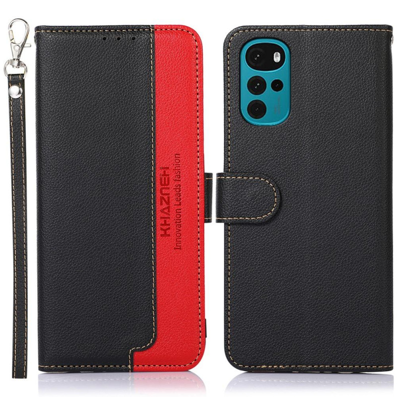 KHAZNEH Phone Cover for Motorola Moto G22 - Black/Red
