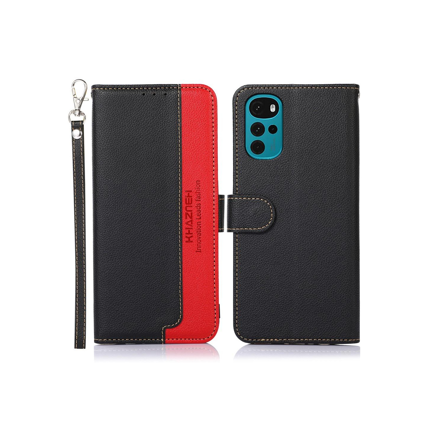 KHAZNEH Phone Cover for Motorola Moto G22 - Black/Red