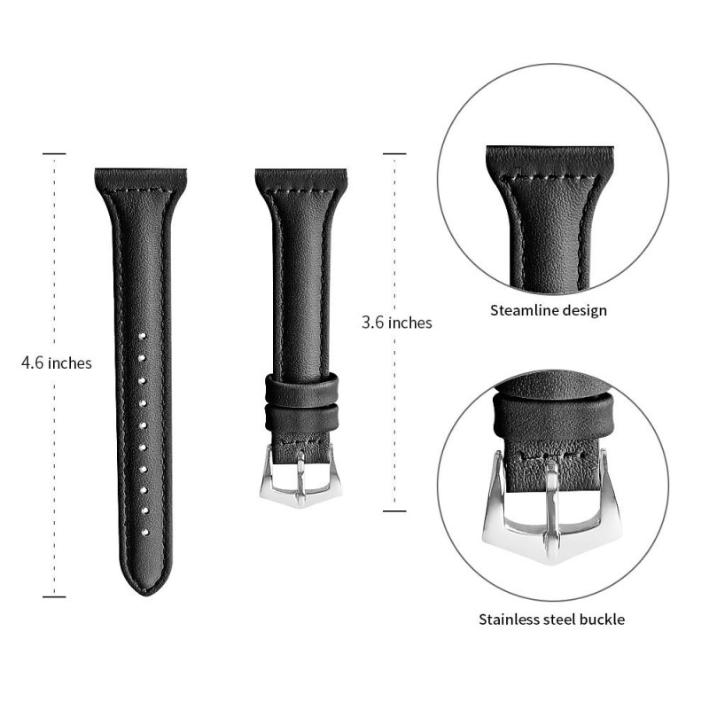 Xiaomi Mi Watch 18mm ekte skinn klokkerem - svart