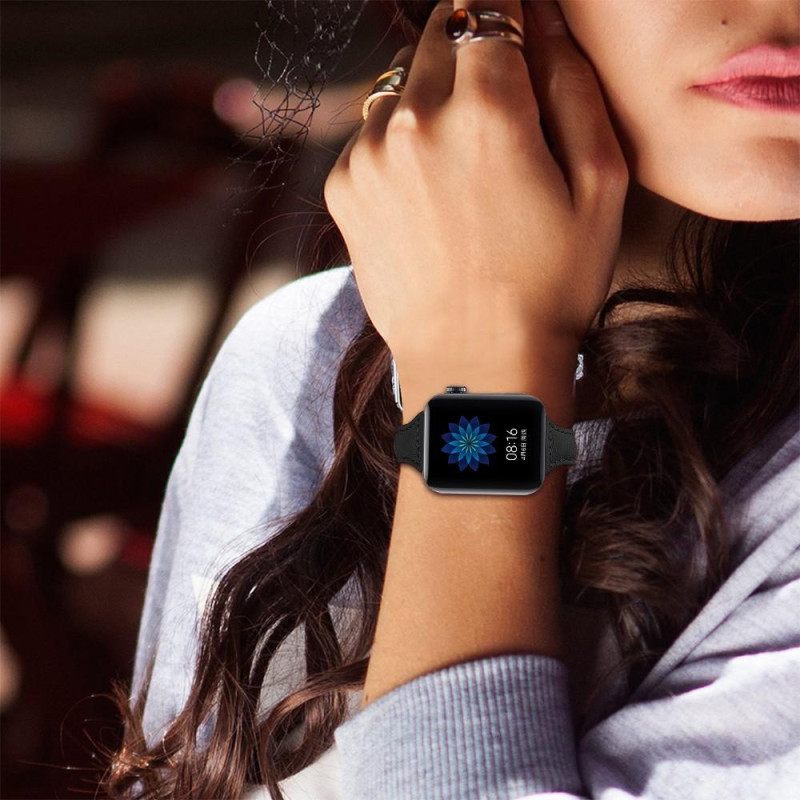 18 mm aito nahkainen rannehihna Xiaomi Mi Watchille - musta