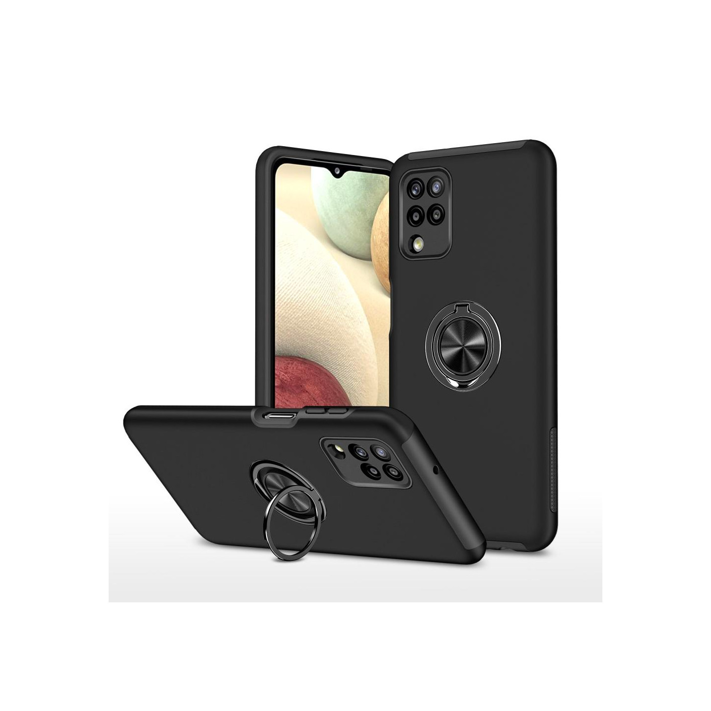 Samsung Galaxy A12 sormensormen tukijalka (sisäänrakennettu metallilevy) kotelo