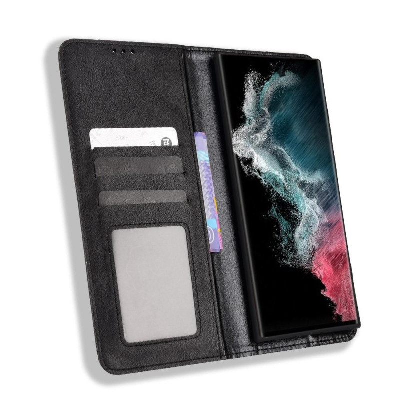 Samsung Galaxy S22 Ultra 5G Wallet Stand Flip Phone Case - Black