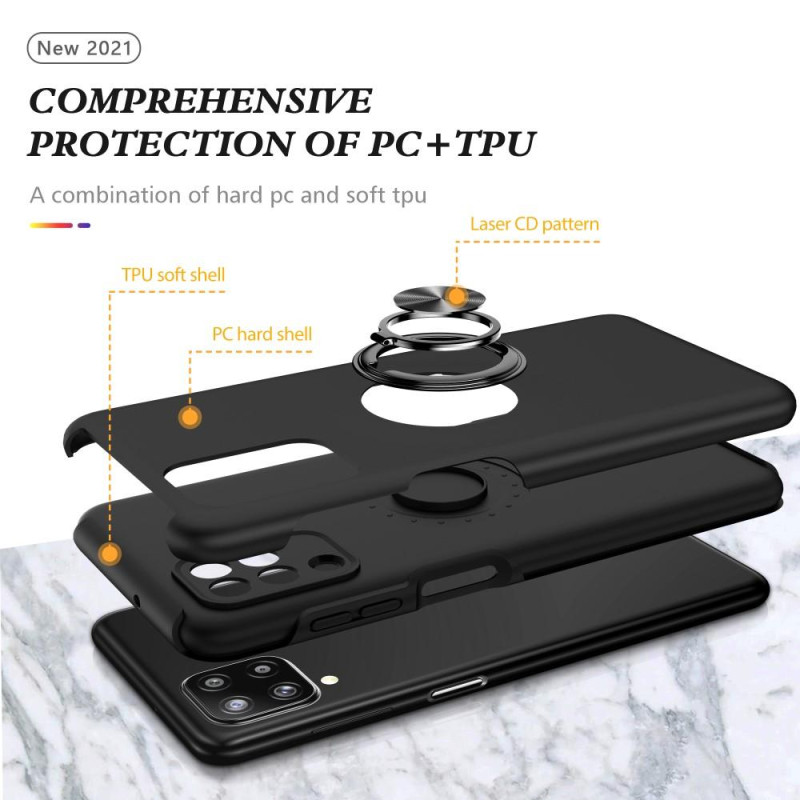 Samsung Galaxy A12 Deksel med Fingerring og Innebygd Plate - Svart