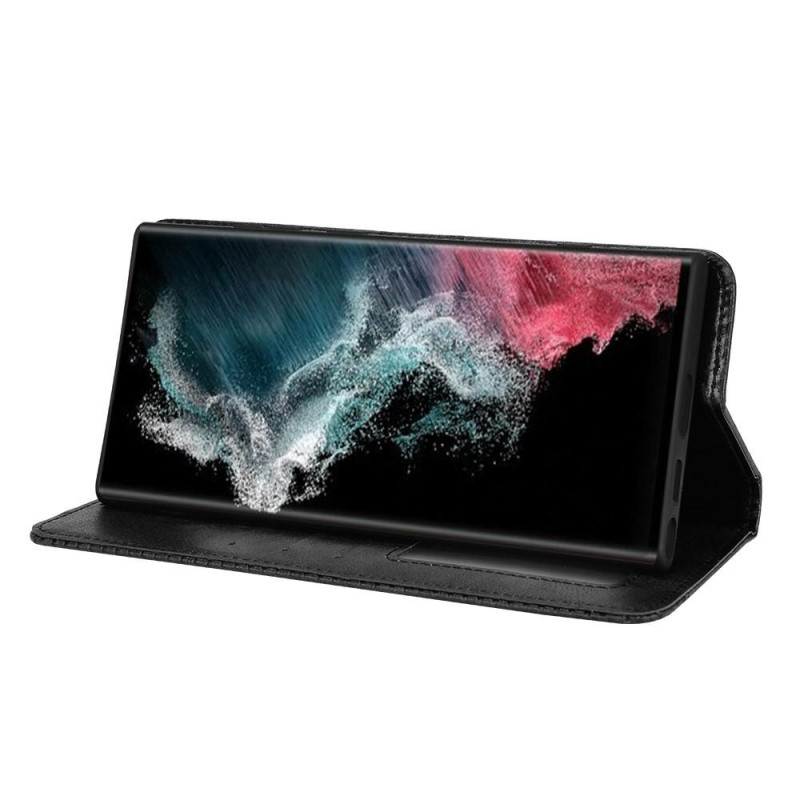 Samsung Galaxy S22 Ultra 5G Wallet Stand Flip Phone Suojakuori - Musta
