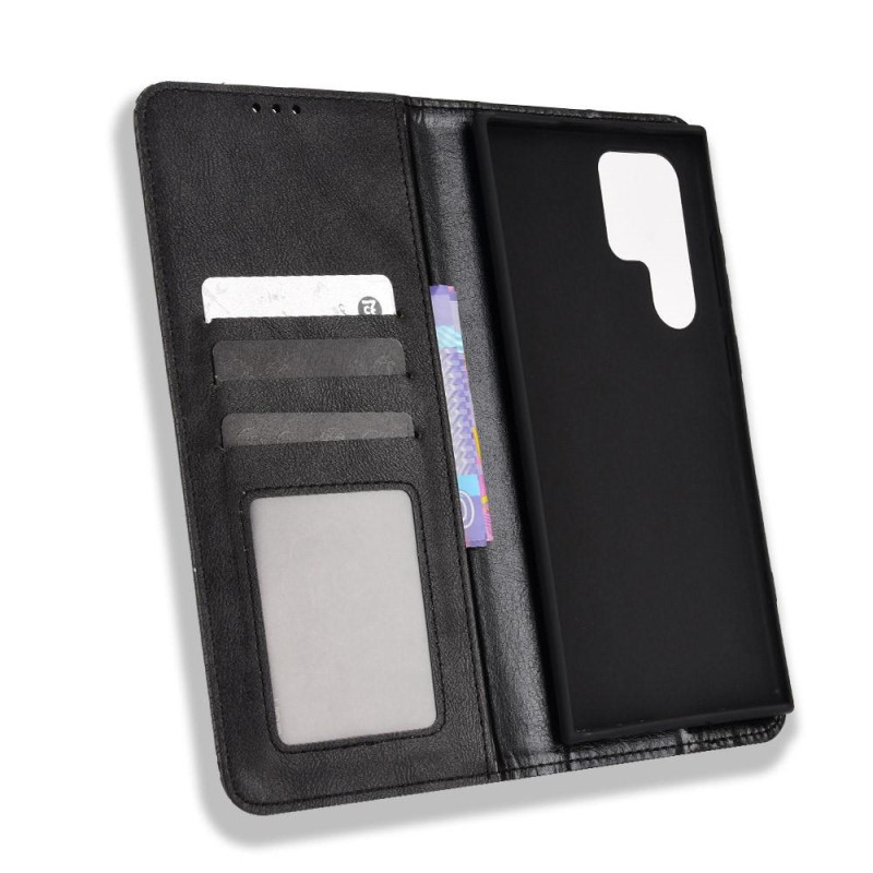 Samsung Galaxy S22 Ultra 5G Wallet Stand Flip Phone Case - Black