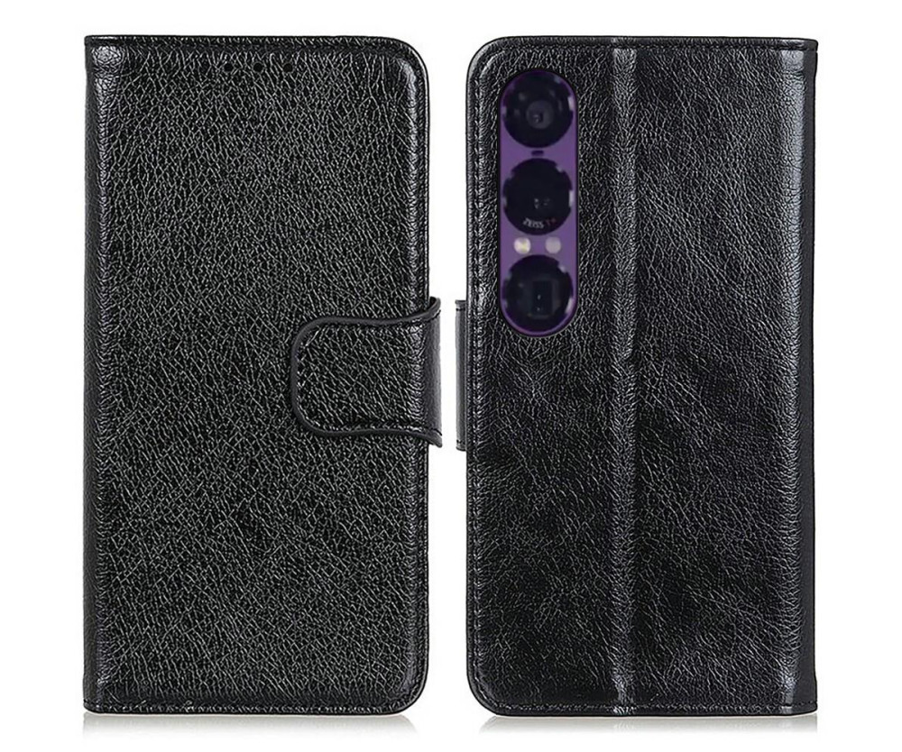 Till Sony Xperia 1 VII Plånboksfodral Textured Split - Svart