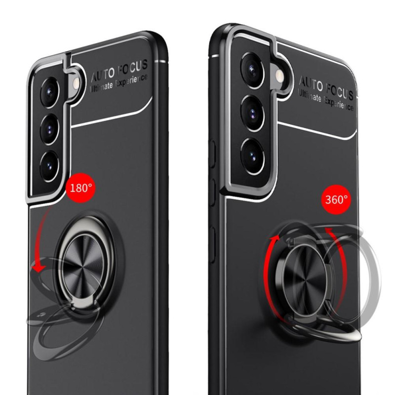 Samsung Galaxy S22+ Finger Ring Kickstand Hybrid Suojakuori - Musta