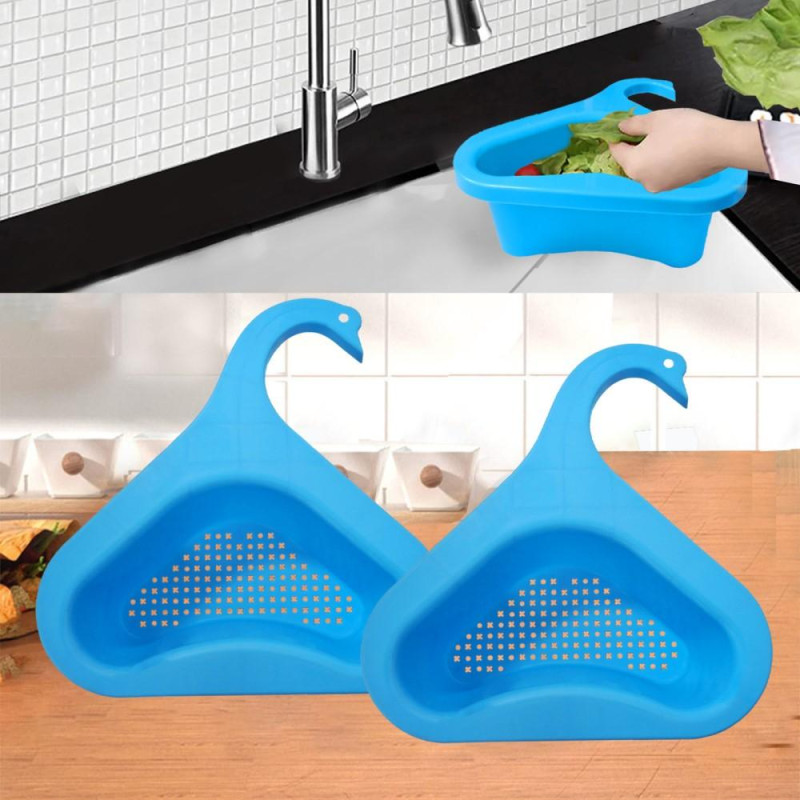 2Pcs Sink Swan Drain Basket Vegetable Fruit Washing Kitchen