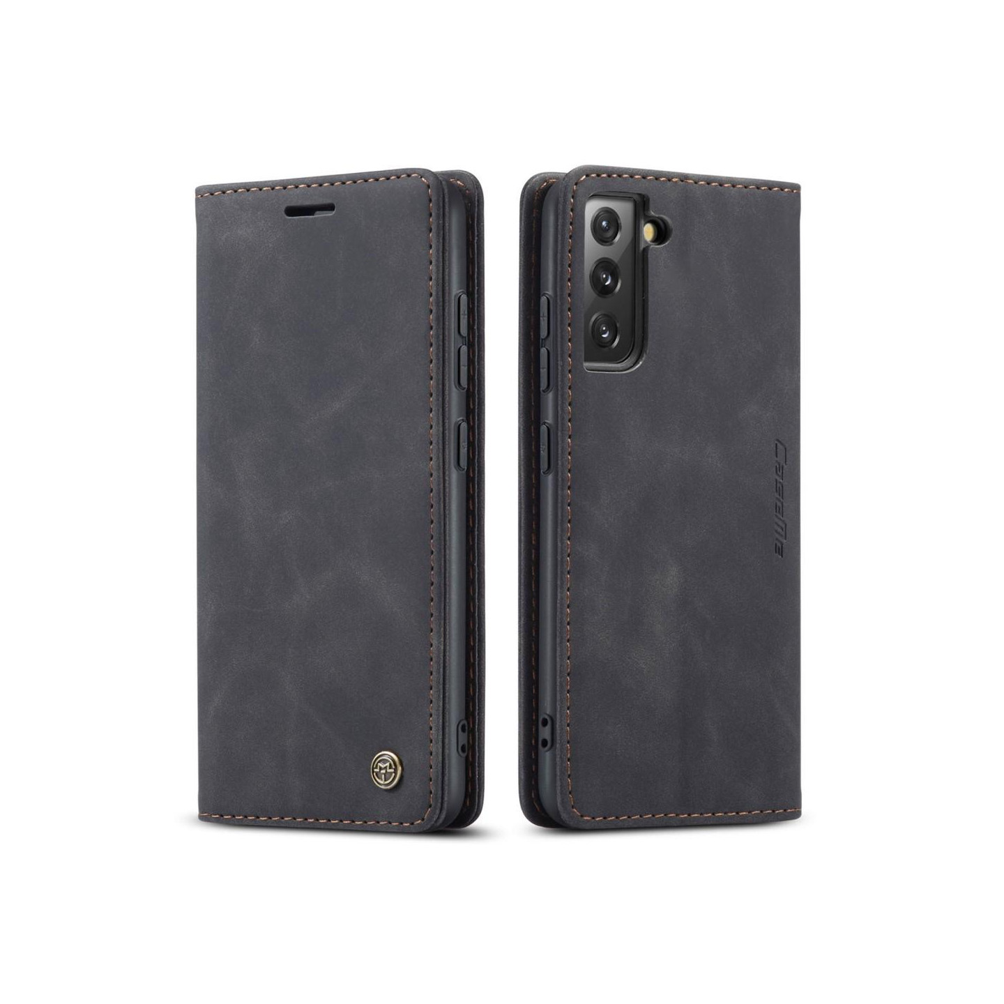 CASEME Retro Lompakkokotelo Samsung Galaxy S22 Plus - Musta