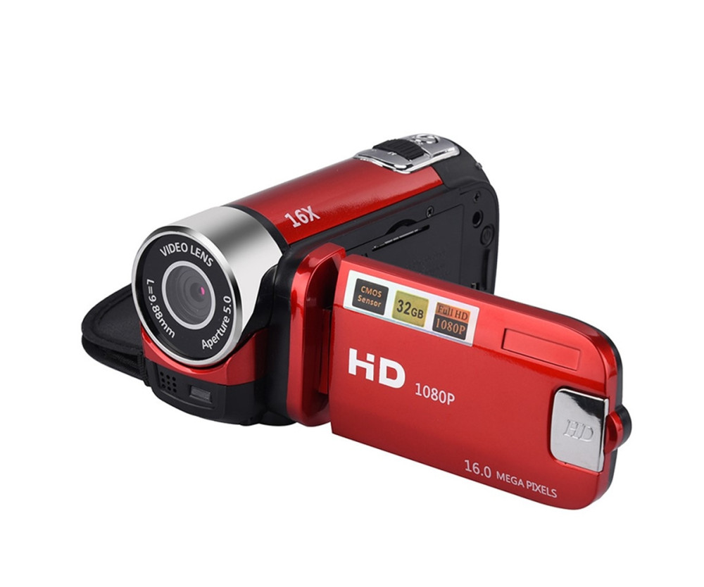 16MP HD 1080P Videokamera 16X Zoom Digitalkamera Night Vision Anti-Shake - Röd