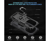 För Xiaomi Redmi Note 14 Pro 5G Skal PC + TPU Telefonskal med Rotationsring Kickstand - Svart