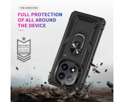 För Xiaomi Redmi Note 14 Pro 5G Skal PC + TPU Telefonskal med Rotationsring Kickstand - Svart