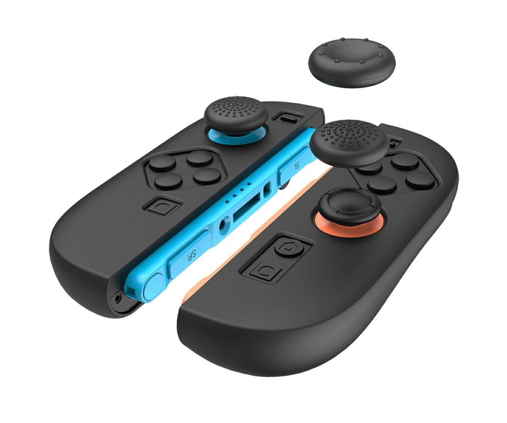 1 par Kompatibla med Nintendo Switch 2 Fodral Skal med 4 Caps Svart