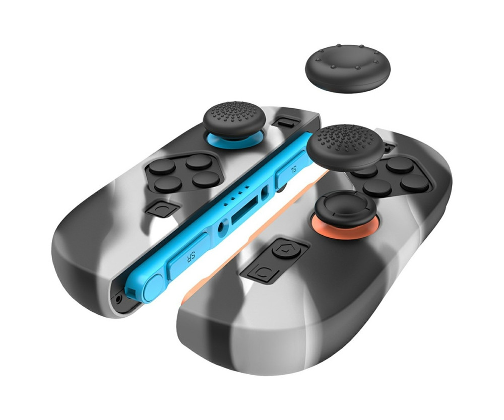 1 par Kompatibla med Nintendo Switch 2 Fodral Skal med 4 Caps - Svart-Grå