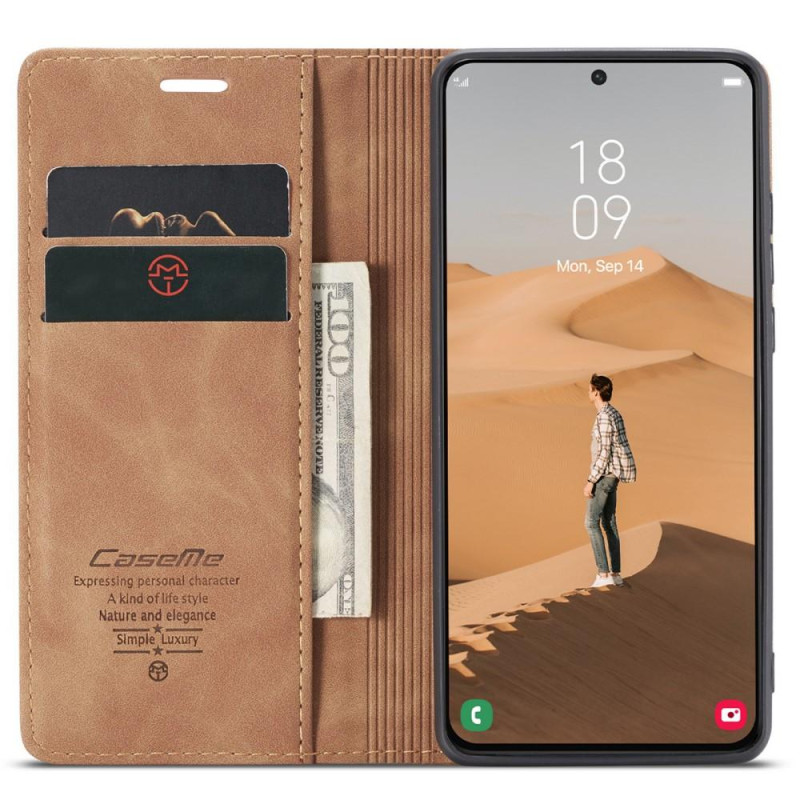 CASEME Retro Lompakkokotelo Samsung Galaxy S22 - Ruskea