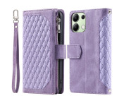 För Xiaomi Redmi 15C Zipper Wallet Case Rhombus Stitching Line Telefonfodral