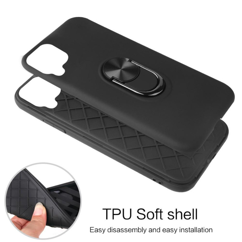 Samsung Galaxy A12 Hybrid Cover Med Fingerring - Sort