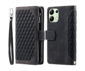 För Xiaomi Redmi 15C Zipper Wallet Case Rhombus Stitching Line Telefonfodral