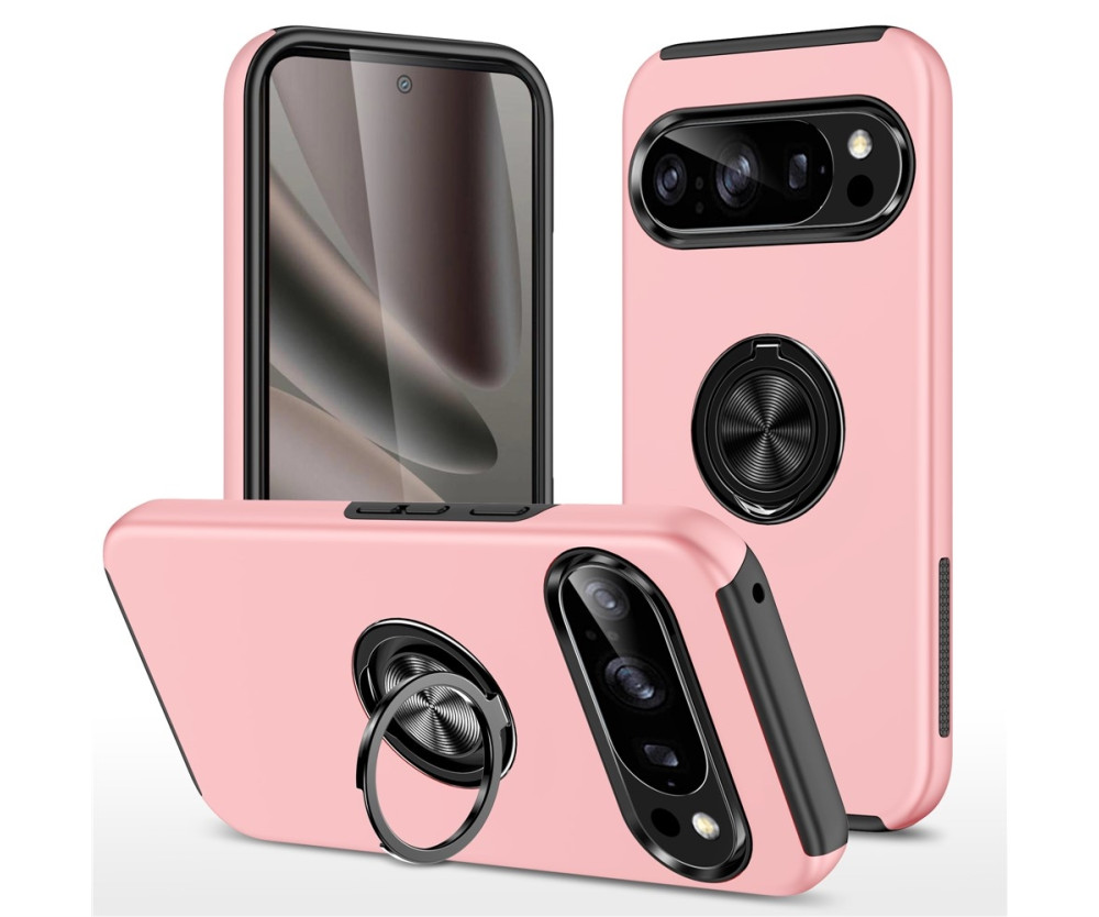 Till Pixel 10 Pro / Pixel 10 Skal Hybrid skal med Finger Ring - Rosa