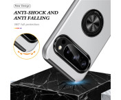 Till Pixel 10 Pro / Pixel 10 Skal Hybrid skal med Finger Ring - Silver