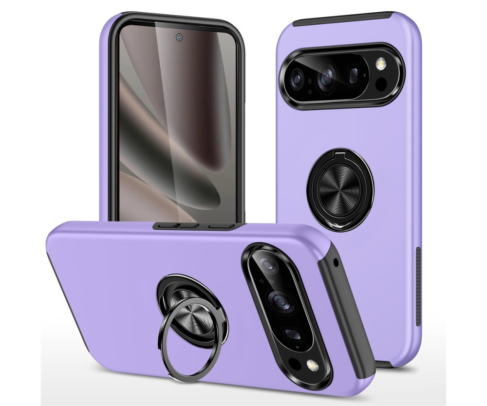Till Pixel 10 Pro / Pixel 10 Skal Hybrid skal med Finger Ring - Lila