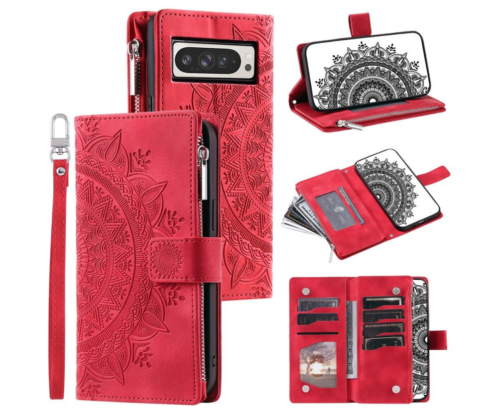 För Google Pixel 10 Pro XL plånboksfodral Fodral Skal Mandala blommönster