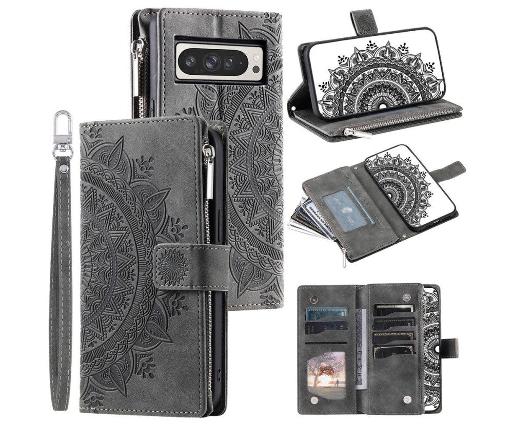 För Google Pixel 10 Pro XL plånboksfodral Fodral Skal Mandala blommönster