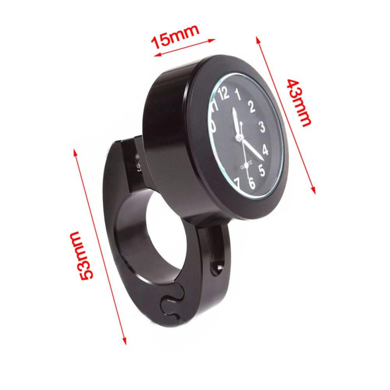 Stylish Waterproof Clock Motorcycle Handlebar Mount Quartz Clock - Black