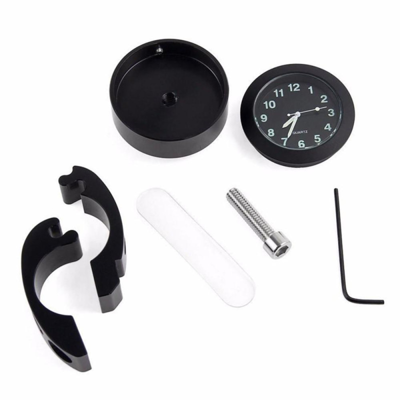 Stylish Waterproof Clock Motorcycle Handlebar Mount Quartz Clock - Black