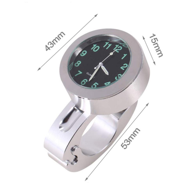 Stylish Waterproof Clock Motorcycle Handlebar Mount Quartz Clock - Silver