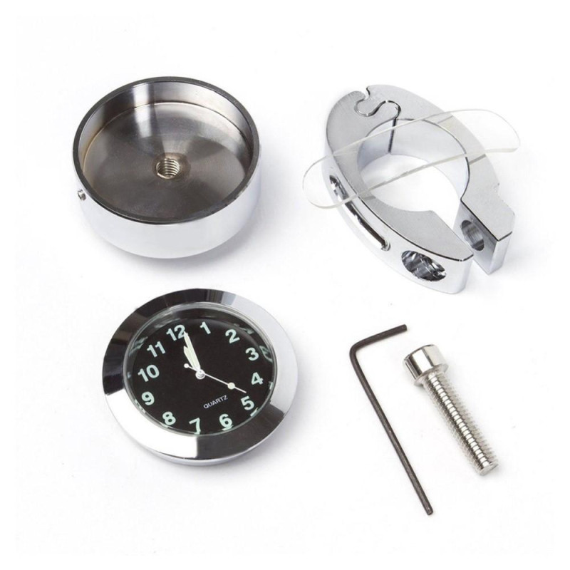 Stylish Waterproof Clock Motorcycle Handlebar Mount Quartz Clock - Silver