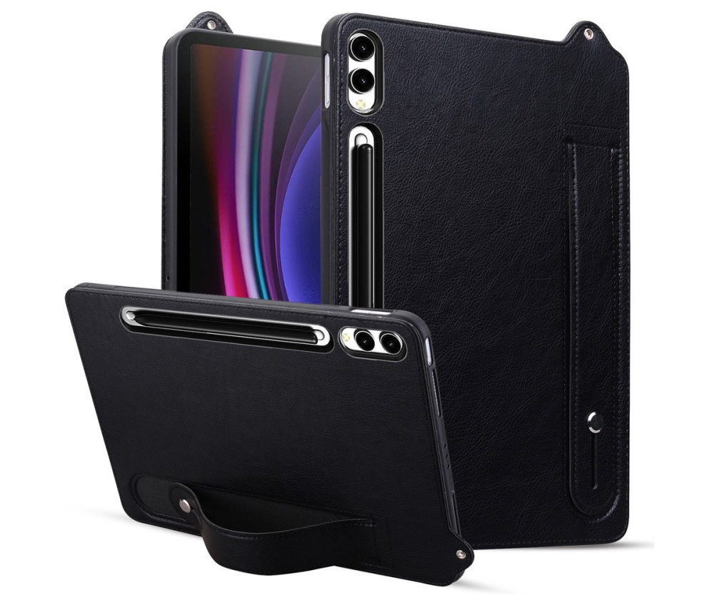 För Samsung Galaxy Tab S11 Ultra Fodral Handrem Stativ Surfplattefodral - Svart