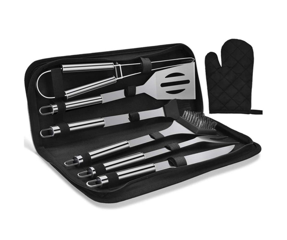 7 st/set BBQ Grilltillbehör Grillkit Rengöringsborste Grilla Grill Verktyg 
