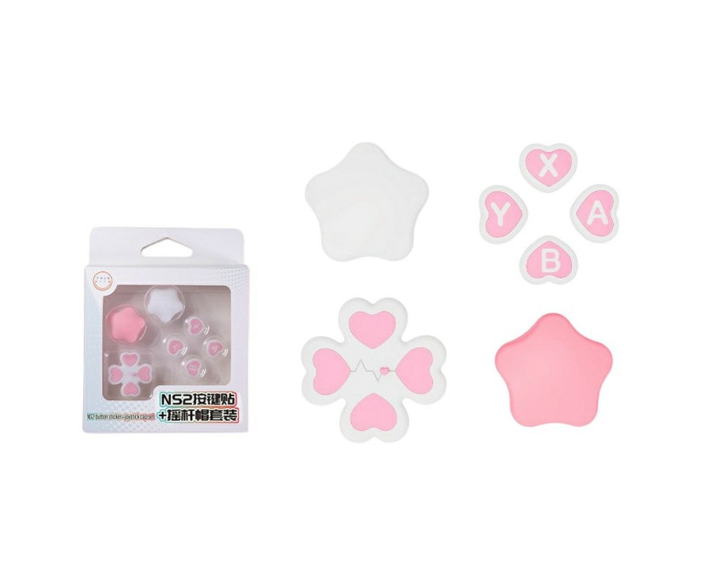Kompatibelt med Nintendo Switch 2 7st D-pad knapp ABXY Klistermärke - rosa + vit