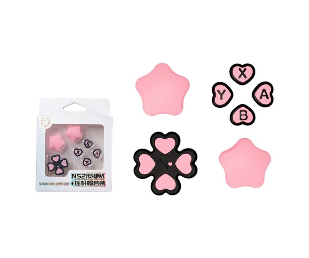 Kompatibelt med Nintendo Switch 2 7st D-pad knapp ABXY Klistermärke - Rosa+Svart