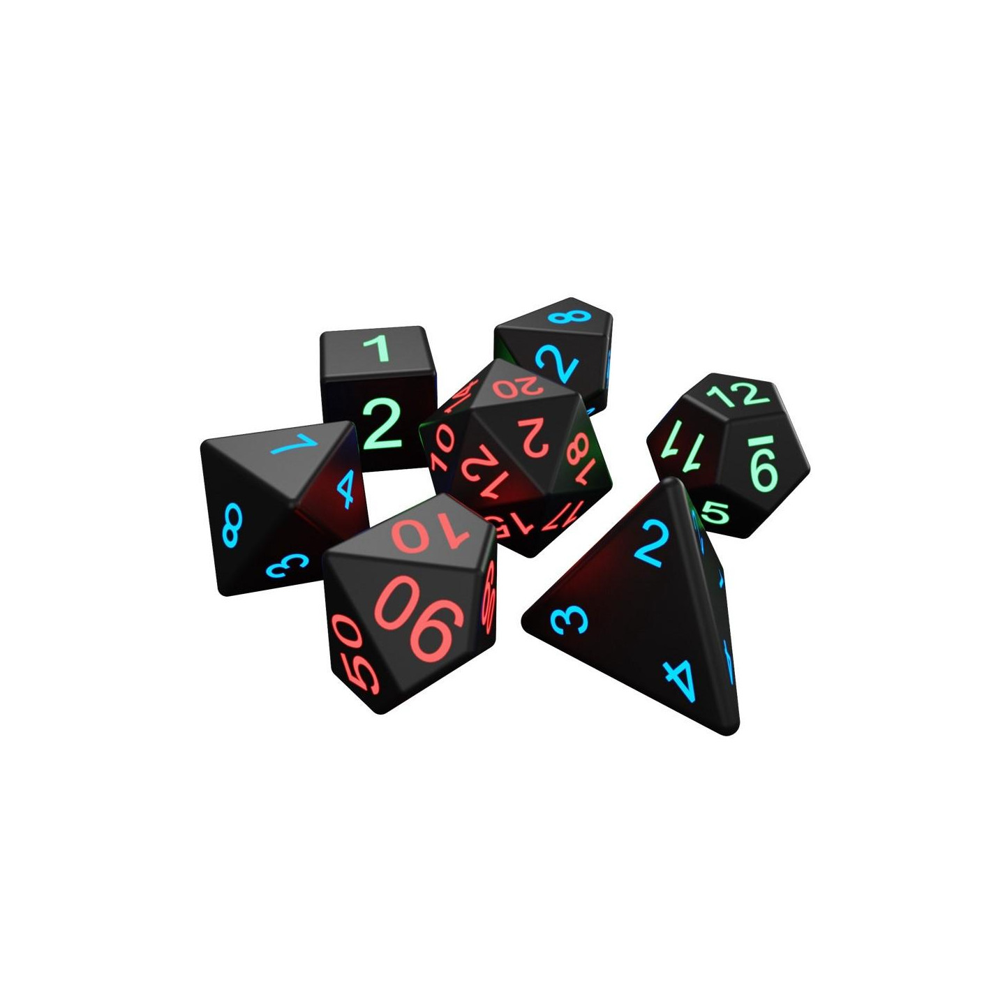 7Pcs / Set LED Luminous Dice Polyhedron Dice Games Party Dices