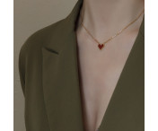 Hjärta hänge Halsband Titan Stålkedja Modesmycke 40+5cm Förlängare - Roséguld