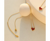 Hjärta hänge Halsband Titan Stålkedja Modesmycke 40+5cm Förlängare - Guld