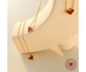 Hjärta hänge Halsband Titan Stålkedja Modesmycke 40+5cm Förlängare - Guld